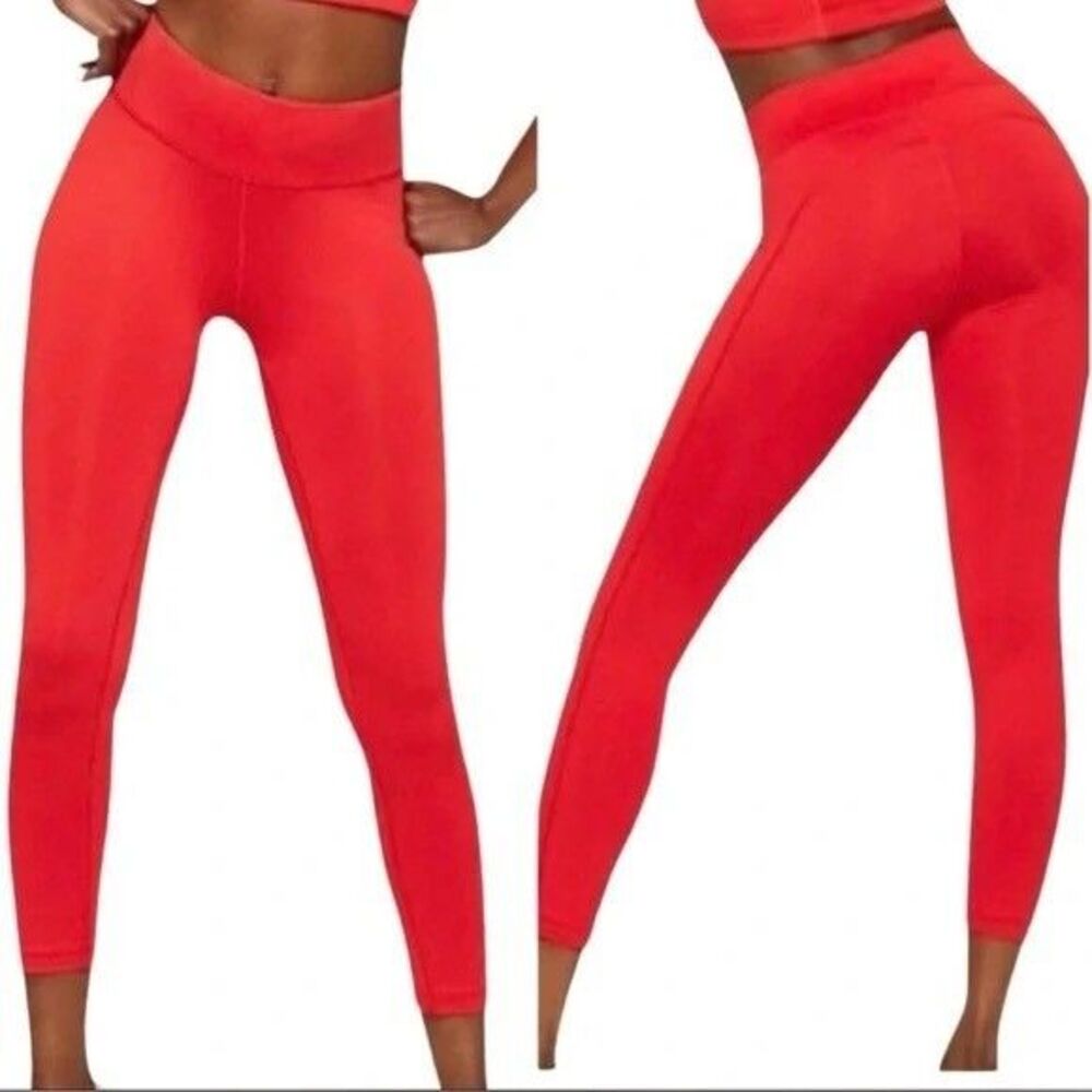 OUTDOOR VOICES TechSweat Flex Tight S Space Dye Red Coral High Rise EUC B59